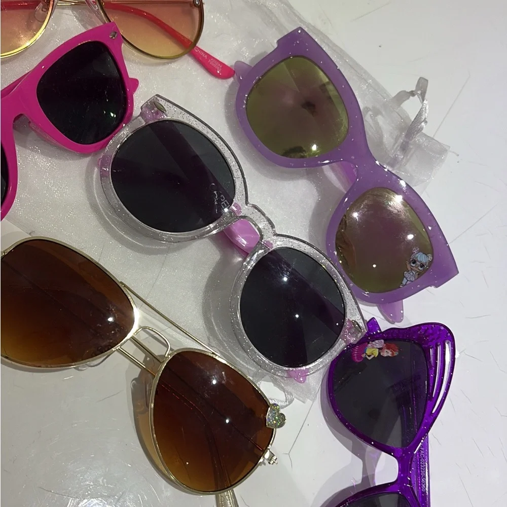 Bundle of 6pc Set of Stylish Sunglasses in Pink, Purple, Glitter for girls.